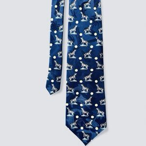 Wemco Animal Print Endangered Wolf Dolphin Eagle Moon Mens 100% Silk Neck Tie